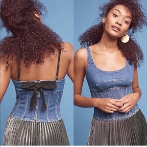 Anthropologie Maeve Denim Corset Top
